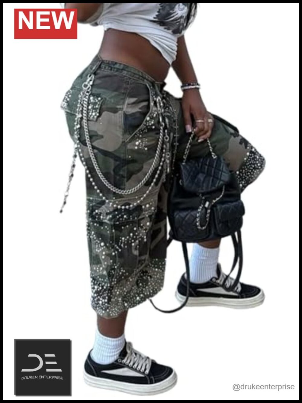High Waist Cargo Pants for Women Wide Leg Camo Army Fatigue Streetwear